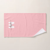 Nom du script rose vif Monogramme (Serviette à main)