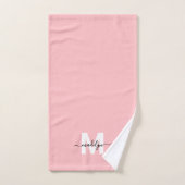 Nom du script rose vif Monogramme (Serviette à main)