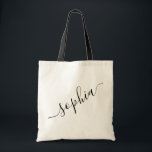 Nom du script Sac fourre-tout simple moderne perso<br><div class="desc">Sac fourre-tout en toile réutilisable avec un nom personnalisé pour les cadeaux de demoiselle d'honneur, les fêtes de bachelorette, les faveurs d'anniversaire, les cadeaux de voyage pour filles, et cadeau de remise de diplômes pour le magasin de chambre d'université et de dortoir. Parfait pour le sport et le hobby matériel...</div>