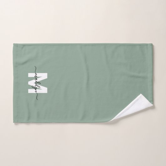 Nom du script vert Sage (Serviette à main)