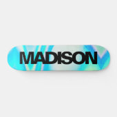 Nom du skateboard personnalisé Turquoise Blue Wave (Horz)