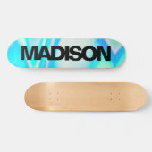 Nom du skateboard personnalisé Turquoise Blue Wave (Horz)