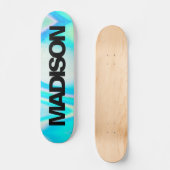 Nom du skateboard personnalisé Turquoise Blue Wave (Recto)