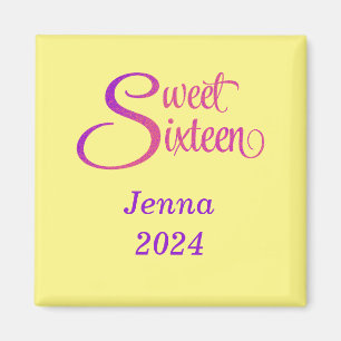 Nom du Sweet sixteen personnalisé et Magnet de l'a