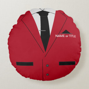 Nom du texte personnalisé Coussin rond Costume rou