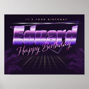 Nom Eduard Vorname lila retro Poster Geburtstag