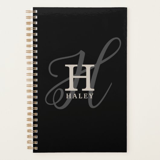 Nom élégant avec Calligraphie Monogramme Noir (Devant)