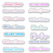 Nom élégant  coloré  rose violet bleu Autocollants (Devant)