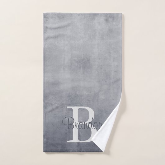 Nom élégant monogramme gris rustique (Serviette à main)