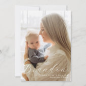 Nom élégant Une photo Faire-part de naissance offi (Devant)