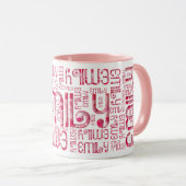 Nom Emily Cute Love Coeurs Typographie Mug (Devant droit)
