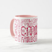 Nom Emily Cute Love Coeurs Typographie Mug (Devant gauche)