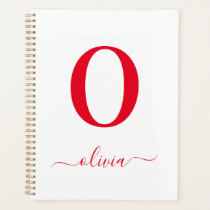 Nom en écriture Monogram Personnalisé Blanc et Rou