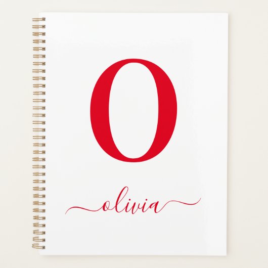 Nom en écriture Monogram Personnalisé Blanc et Rou (Devant)