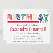 Nom En Lumière Invitations De Fête Anniversaire (R (Devant / Derrière)