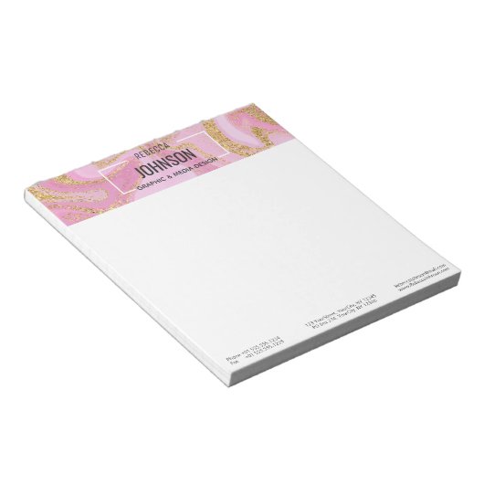 Nom en marbre rose précieux moderne - Bloc-notes (Incliné)