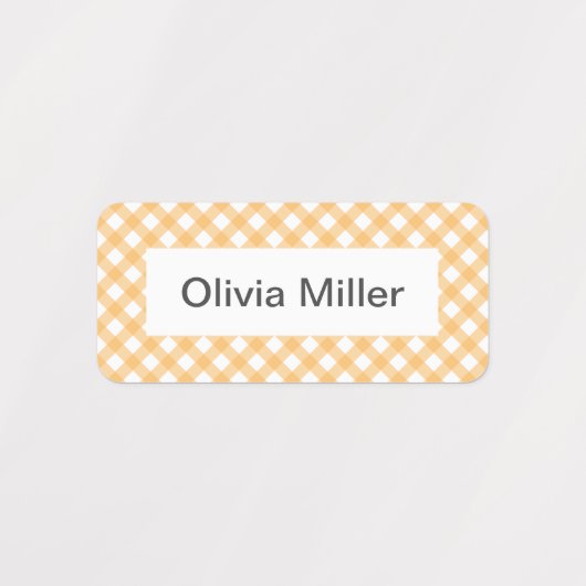 Nom en vichy jaune étiquettes pour la garderie du  (Design 2)