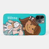 Nom enfant fille bouddles aqua coque iphone pêche (Dos (Horizontal))