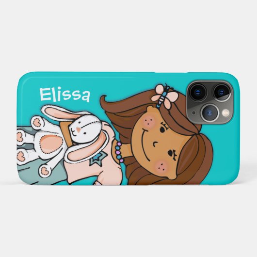 Nom enfant fille bouddles aqua coque iphone pêche (Dos (Horizontal))