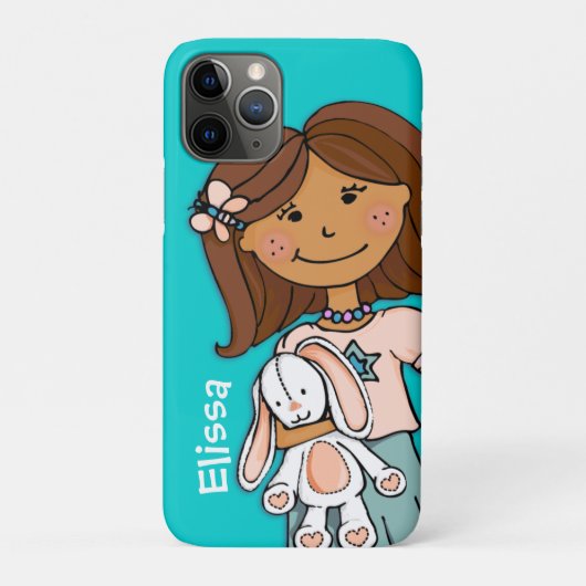 Nom enfant fille bouddles aqua coque iphone pêche (Dos)