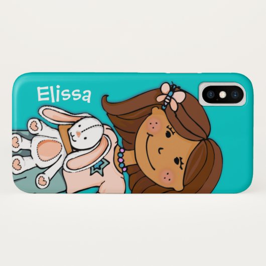 Nom enfant fille bouddles aqua coque iphone pêche (Dos (Horizontal))