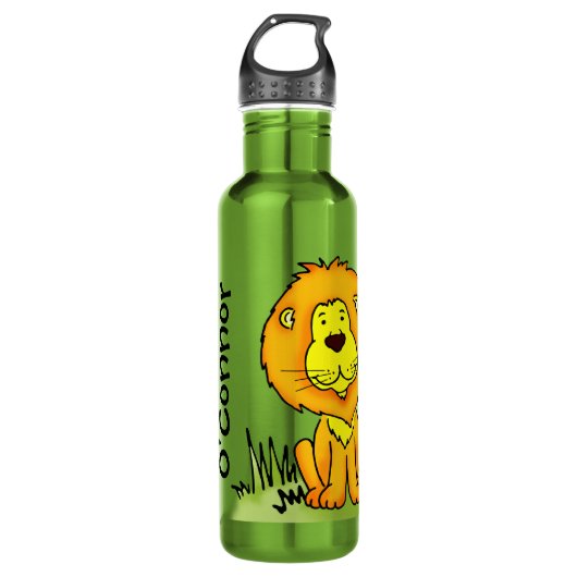 Nom enfant lion orange bouteille de boissons jaune (Devant)
