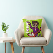 Nom enfant rockstar guitare vert & violet coussin (Chaise)