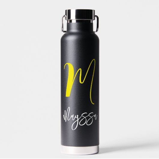 Nom et bouteille d'eau Monogram | Noir customisé (Avant)