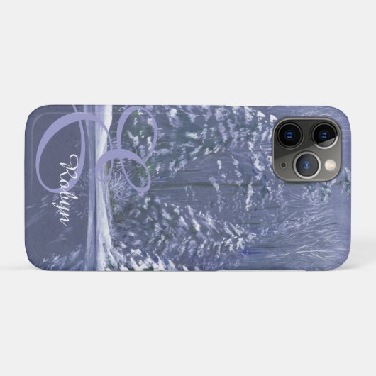 Nom et coque iphone initial des arbres d'hiver (Dos (Horizontal))