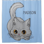 Nom et couleur personnalisés Cute Kitten rideau de (Devant)