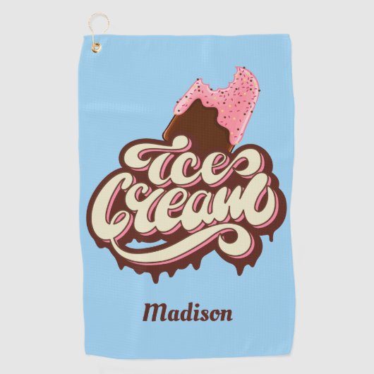 Nom et couleur personnalisés Ice Cream serviette d (Devant)