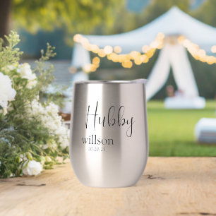 Nom et date personnalisés Vin Tumbler pour Hubby