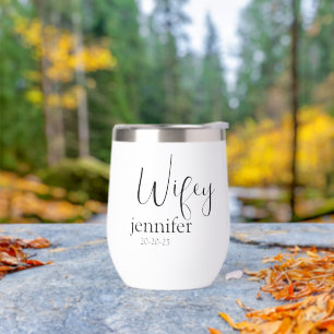 Nom et date personnalisés Vin Tumbler pour Wifey