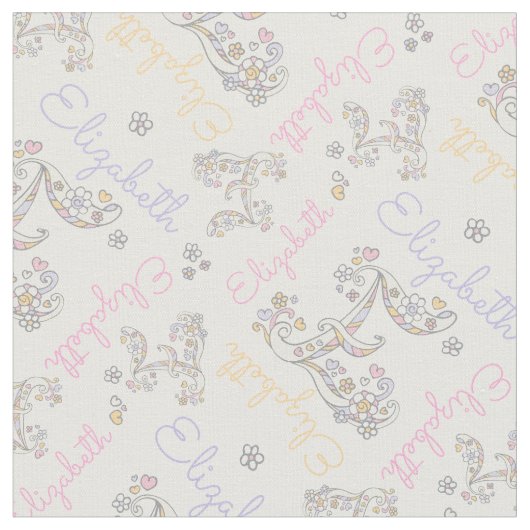 Nom et lettre Elizabeth monogramme tissu E (Fermer)