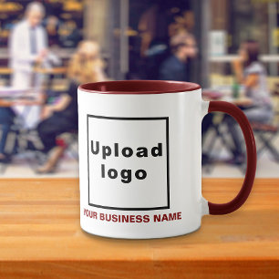 Nom et logo de l'entreprise sur Maroon Combo Mug