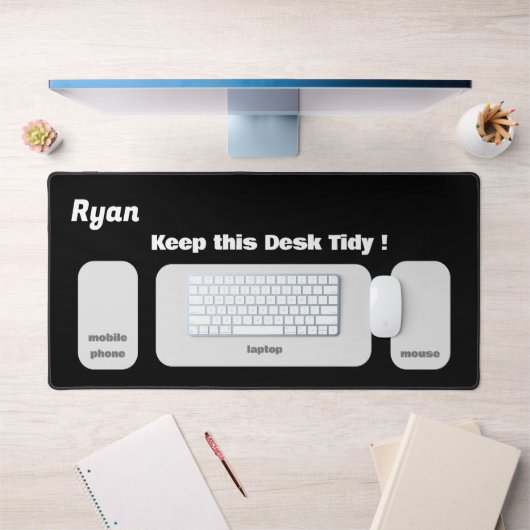 Nom et message personnalisés simples en noir (Bureau 1)