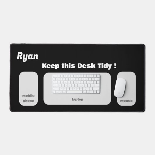 Nom et message personnalisés simples en noir (Clavier et souris)