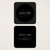 Nom et monogramme élégants modernes | Gris foncé e (Devant & derrière)