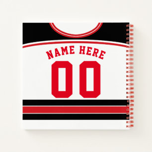 Nom et numéro Carnet jersey de hockey sur glace