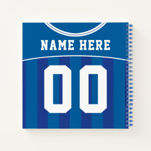 Nom et numéro Football Football Carnet Blue Jersey