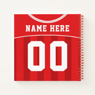 Nom et numéro Football Football Red Jersey Carnet