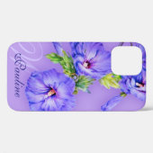 Nom et premier hibiscus bleu violet coque iphone (Verso (horizontal))
