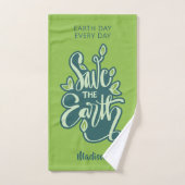 Nom et texte personnalisés Enregistrer la Terre /  (Serviette à main)