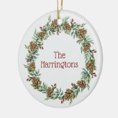 Nom et texte personnalisés Noël Couronnes ornement (Gauche)