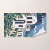 Nom et texte personnalisés Santorin Grèce (Serviette à main)