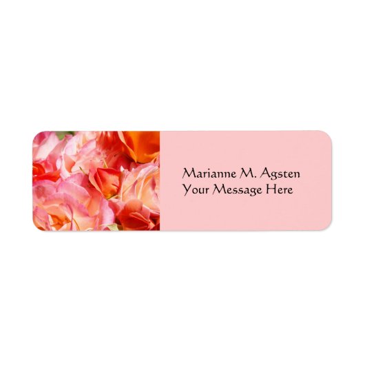 Nom et Tilte Message Étiquette Rose Fleurs (Devant)
