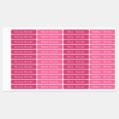 Nom étanche rose étiquette garderie scolaire (Feuille)