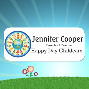 Nom Étiquette Enfants Garderie Logo Texte personna
