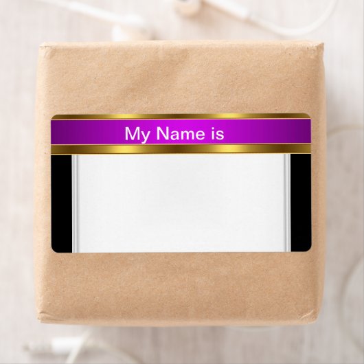 Nom Étiquette or violet noir (En situation)