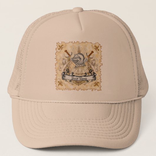 Nom Famille Crest Sepia Knight Shield casquette (Devant)